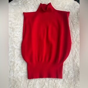 Red Sleeveless Turtleneck Sweater
